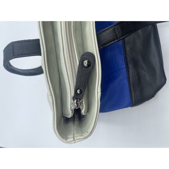 CLARKS Women's Over the Shoulder Tri-Color Laptop Tote - Cream, Blue, Black - Picture 7 of 16